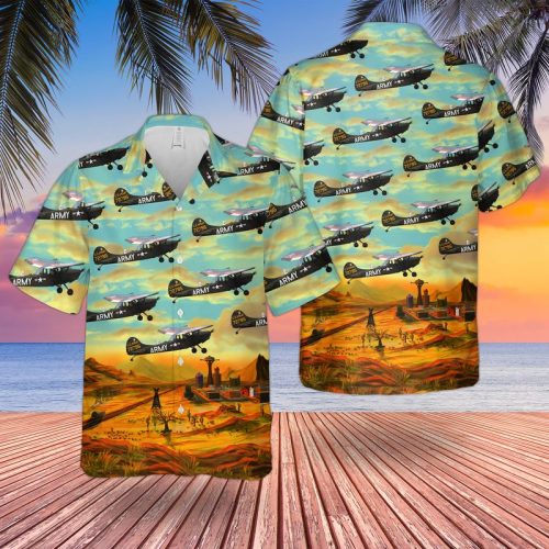 TRHH2206BC13 US Army Cessna O-1 Bird Dog Hawaiian Shirt