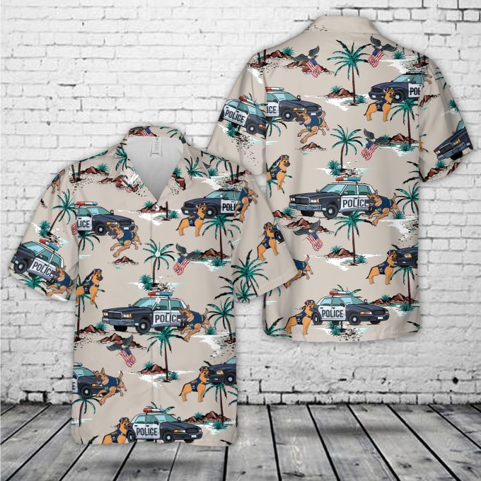 Police Car And Police Dog Hawaiian Shirt Gift for Men Dad Father