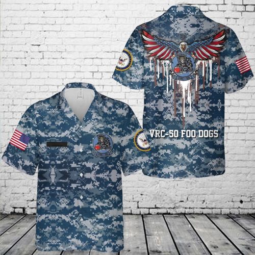 TRMP0308BC04 Custom Name US Navy VRC-50 Foo Dogs Hawaiian Shirt