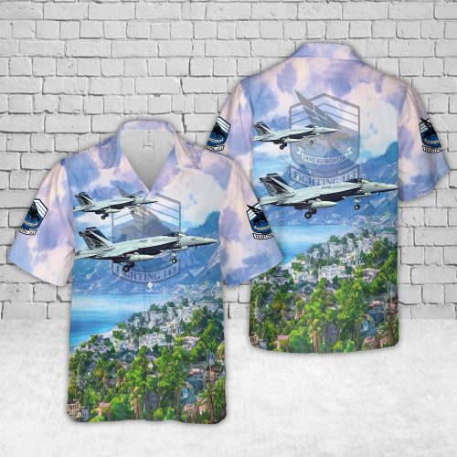 US Navy F/A-18E Super Hornet Of VFA-143 “Pukin Dogs” Hawaiian Shirt Gift for Dad Father Days