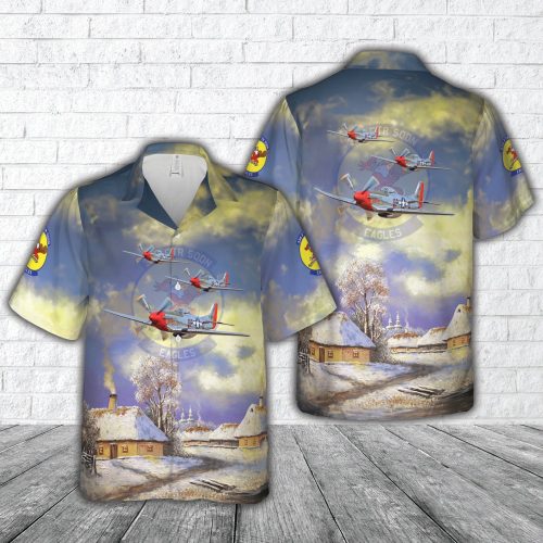 334th Fighter Squadron P-51 Mustang Red Dog Mustang 44-74469 Hawaiian Shirt Gift for Men Dad Father