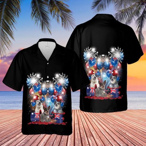 Australia Day, Blue Heeler (Australian Cattle Dog) Flag Hawaiian Shirt