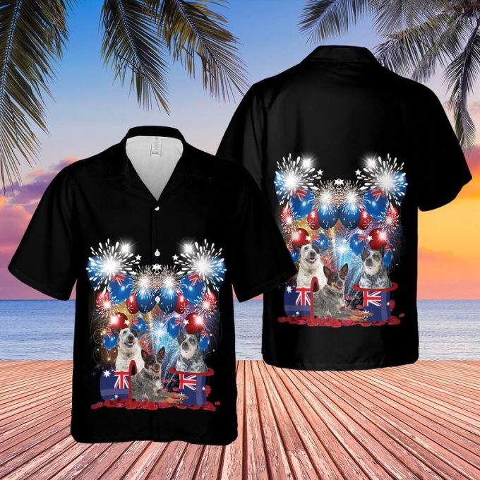 Australia Day, Blue Heeler (Australian Cattle Dog) Flag Hawaiian Shirt