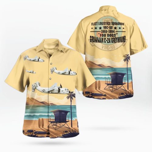 US Navy Grumman C-2A-05-GR Greyhound Of VRC-50 Foo Dogs Hawaiian Shirt TRQD1304BG06