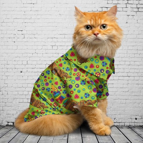 Seamless Pattern Hippe Dachshund AOP Aloha Cat, Dog Hawaiian Shirt Shirt