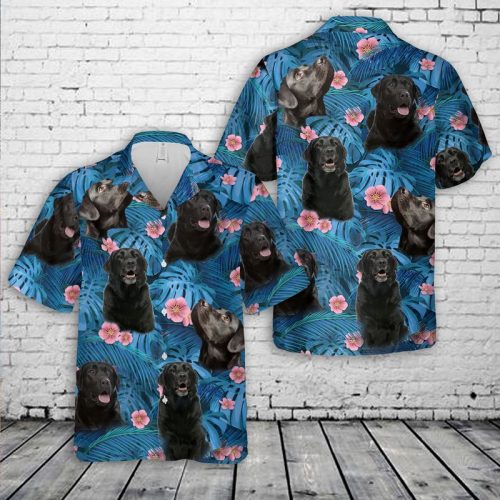 Black Labrador Retriever Dog Tropical Hawaiian Shirt
