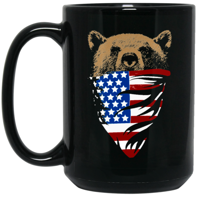 American Wolf, Wolf Lover Gift, Best Wolf, American Flag, Love Dog Black Mug