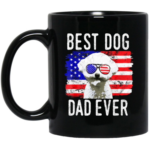 American Flag, Best Dog Dad Ever, Cute Dog, Love American Dog Black Mug