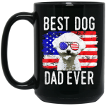 American Flag, Best Dog Dad Ever, Cute Dog, Love American Dog Black Mug