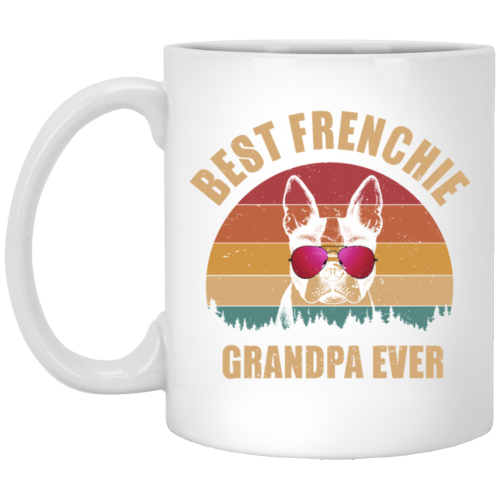 Retro Best Frenchie Grandpa Ever, Bulldog Lover White Mug
