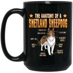 Funny Dog Shetland Sheepdog Lover Anatomy Gift Black Mug