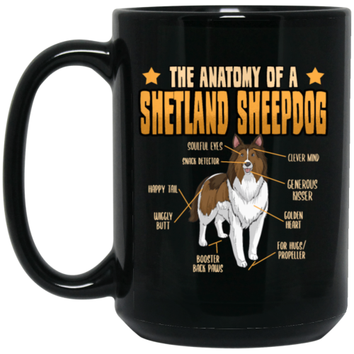 Funny Dog Shetland Sheepdog Lover Anatomy Gift Black Mug
