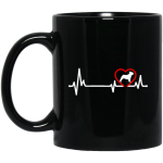 French Dog, Bull Dog Heartbeat, Dog In My Heart, Retro Heartbeat Black Mug