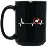 French Dog, Bull Dog Heartbeat, Dog In My Heart, Retro Heartbeat Black Mug
