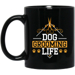 Love Dog Vintage Style, Dog Grooming Life, Retro Dog Lover Black Mug