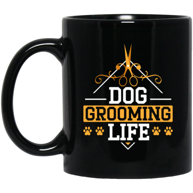 Love Dog Vintage Style, Dog Grooming Life, Retro Dog Lover Black Mug