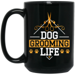 Love Dog Vintage Style, Dog Grooming Life, Retro Dog Lover Black Mug