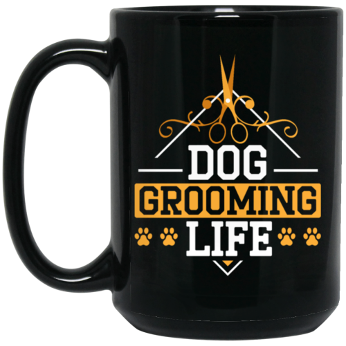 Love Dog Vintage Style, Dog Grooming Life, Retro Dog Lover Black Mug