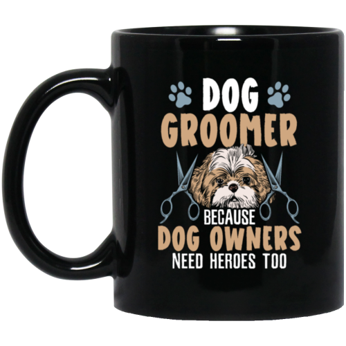 Love Dog Grommer, Because Dog Owners, Retro Viantage Love Dog Black Mug
