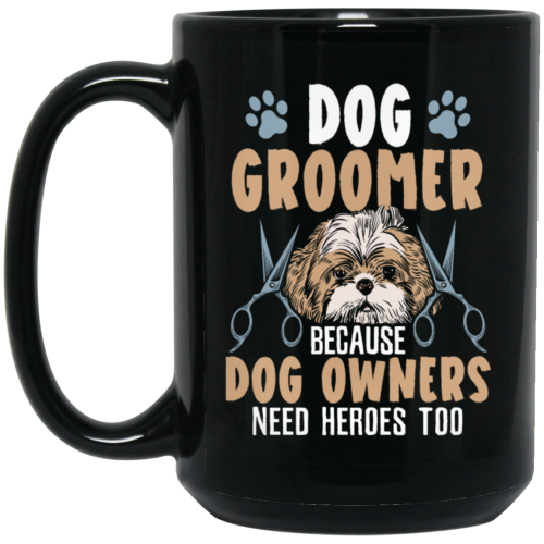 Love Dog Grommer, Because Dog Owners, Retro Viantage Love Dog Black Mug