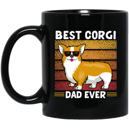 Retro Corgi, Best Corgi Dad Ever, Love Corgi Dog, Best Dog, Dog Dad Gift Black Mug