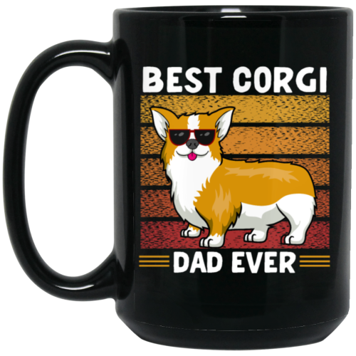 Retro Corgi, Best Corgi Dad Ever, Love Corgi Dog, Best Dog, Dog Dad Gift Black Mug