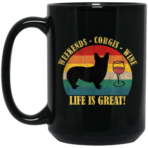 Retro Dog Weekends Wine Lovers Retro Life Is Great Black Mug