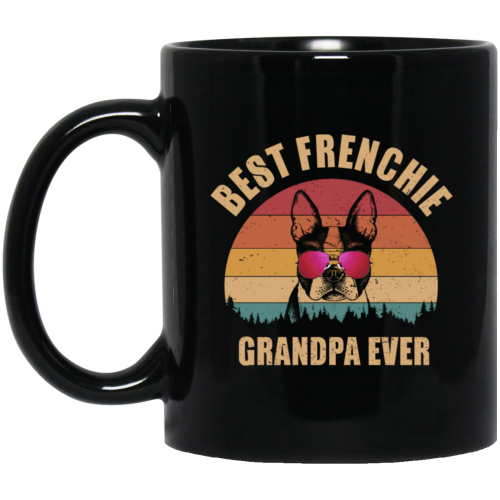 Retro Best Frenchie Grandpa Ever, Bulldog Lover Black Mug
