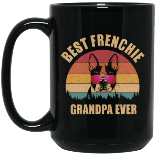 Retro Best Frenchie Grandpa Ever, Bulldog Lover Black Mug