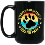 Worlds Greatest Grand Paw, Grandpa Dog Lover, Retro Paw Love Black Mug