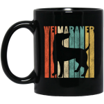 Featuring A Vintage Style, Weimaraner Retro 1970’s, Dog Silhouette Cracked Black Mug