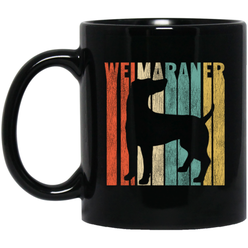 Featuring A Vintage Style, Weimaraner Retro 1970’s, Dog Silhouette Cracked Black Mug