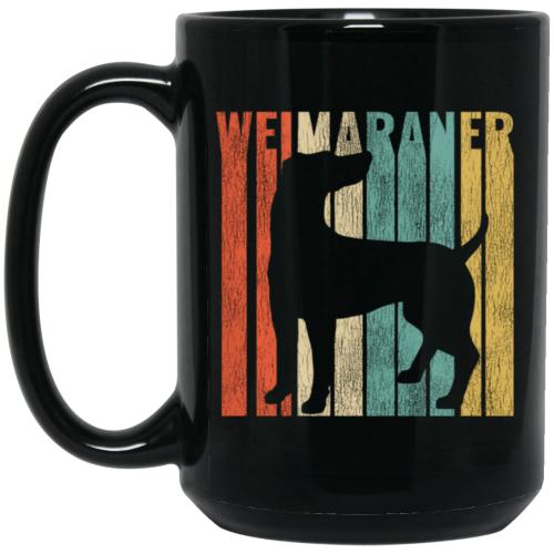 Featuring A Vintage Style, Weimaraner Retro 1970’s, Dog Silhouette Cracked Black Mug