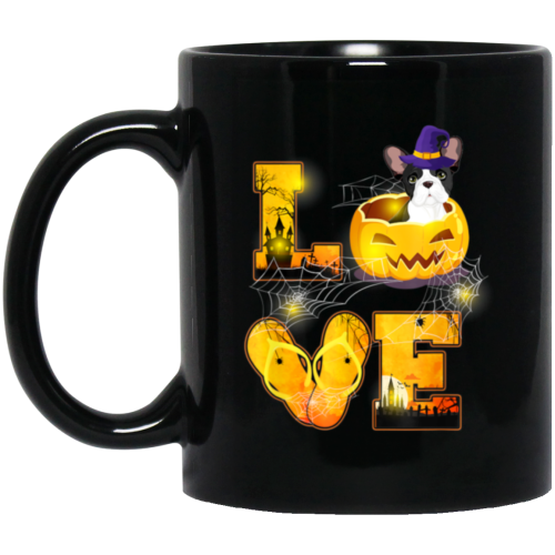 Funny French Bulldog, Halloween Gift, Horror Bulldog, Cute Bulldog Gift Black Mug