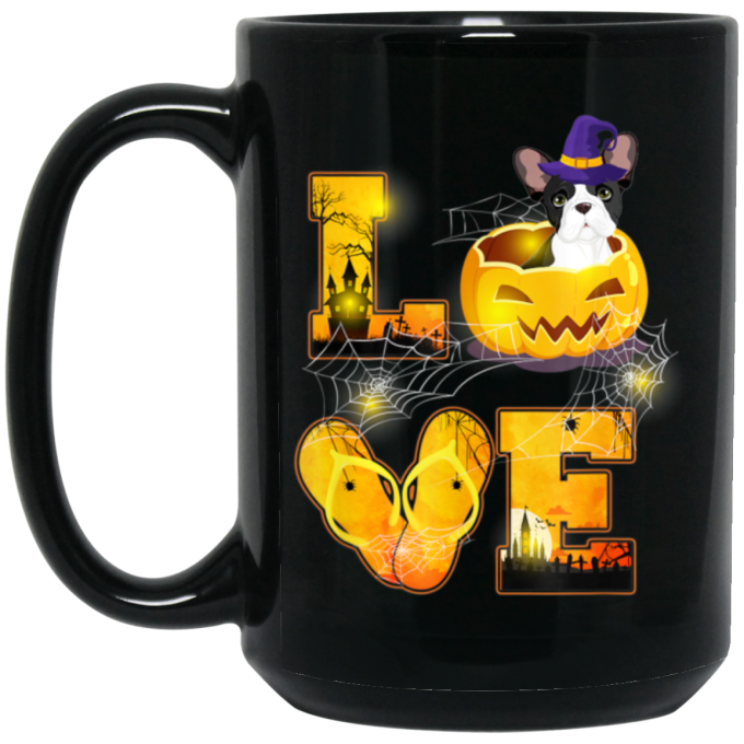 Funny French Bulldog, Halloween Gift, Horror Bulldog, Cute Bulldog Gift Black Mug