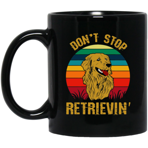 Golden Lover, Retriever Dog, Retro Golden, Don’t Stop Retrieving Black Mug