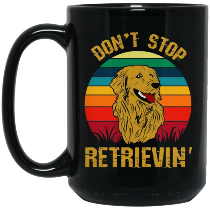 Golden Lover, Retriever Dog, Retro Golden, Don’t Stop Retrieving Black Mug