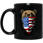 American Wolf, Wolf Lover Gift, Best Wolf, American Flag, Love Dog Black Mug