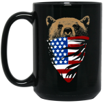 American Wolf, Wolf Lover Gift, Best Wolf, American Flag, Love Dog Black Mug