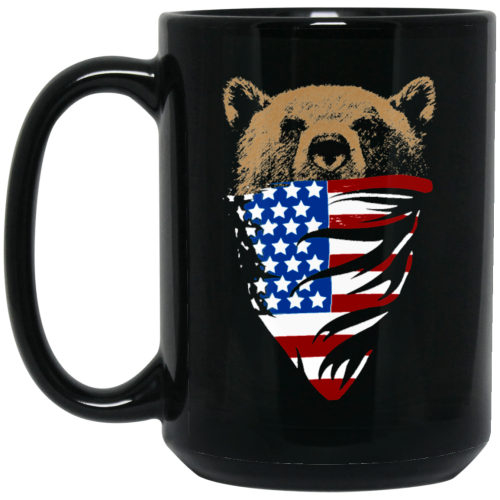 American Wolf, Wolf Lover Gift, Best Wolf, American Flag, Love Dog Black Mug