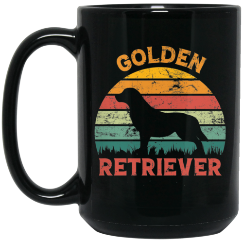 Golden Retriever, Retro Golden, Golden Dog Black Mug