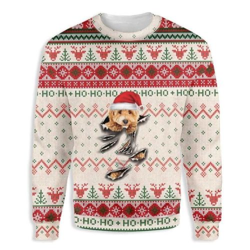Goldendoodle Dog Scratch Ugly Christmas Sweater  Adult