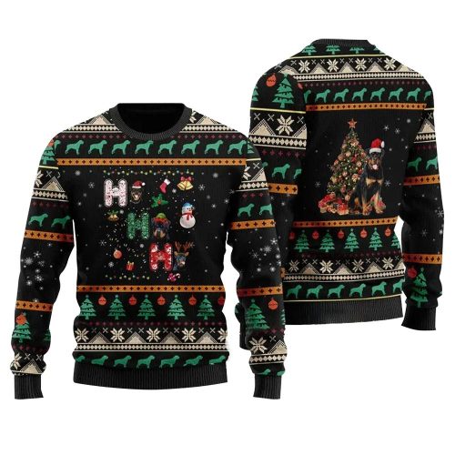 Rottweiler Dog Ugly Christmas Sweater  Adult
