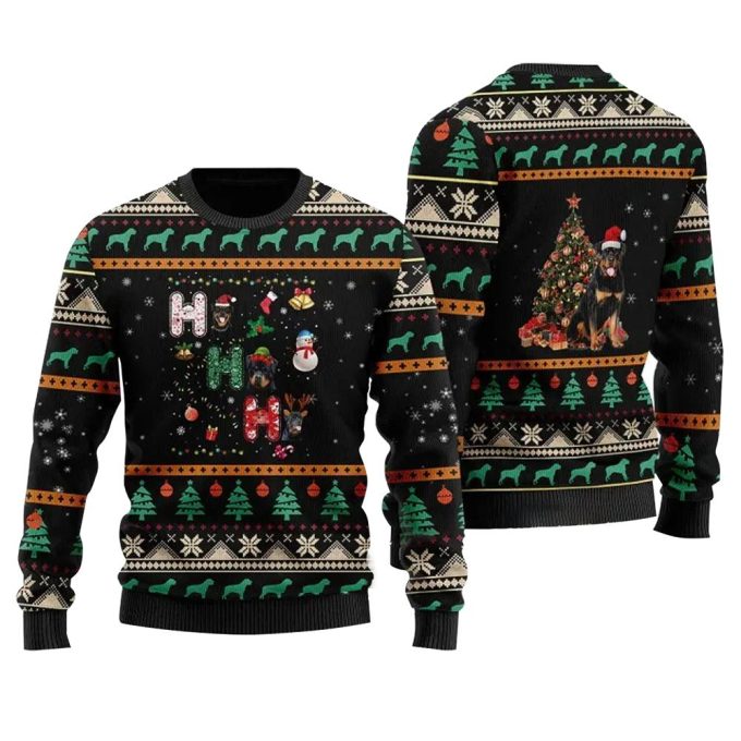 Rottweiler Dog Ugly Christmas Sweater  Adult