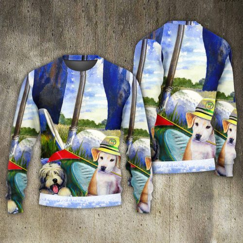 Golf Dog Funny Lover Golf Art Ugly Christmas Sweater  Adult