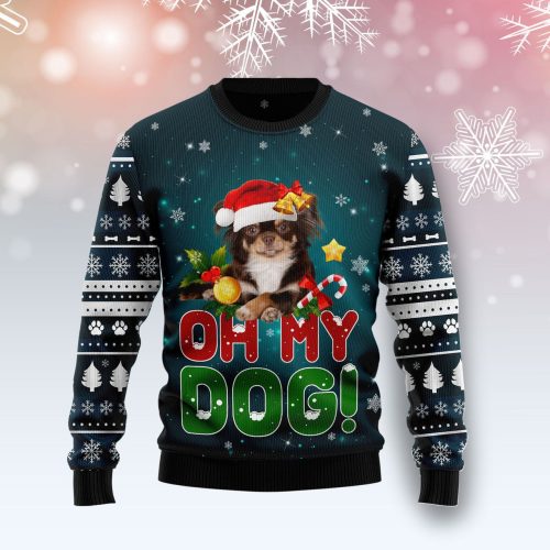 Chihuahua Oh My Dog Ugly Christmas Sweater  Adult