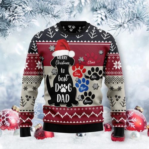 To Best Dog Dad Ugly Christmas Sweater  Adult