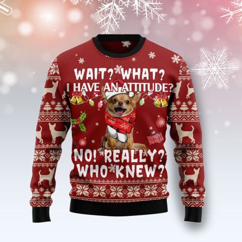 Chihuahua Dog Attitude Ugly Christmas Sweater  Adult