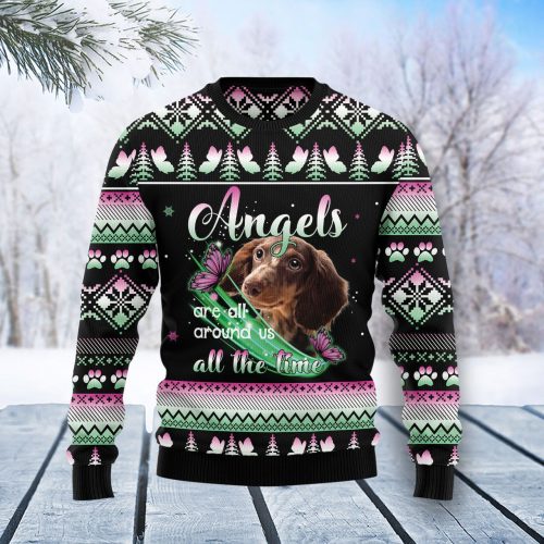 Dachshund Dog Angel Ugly Christmas Sweater  Adult