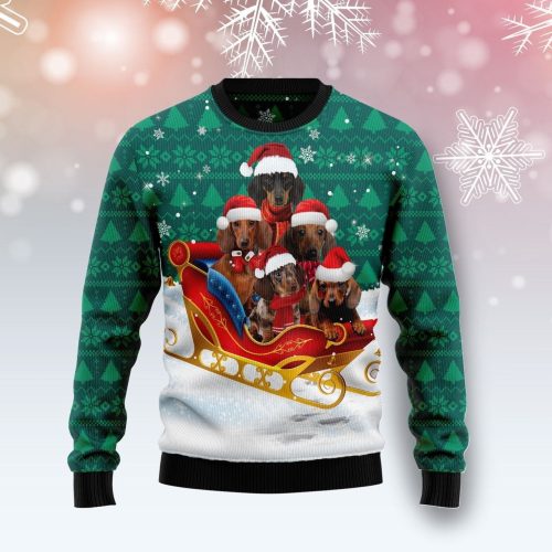 Dachshund Dog Snow Ugly Christmas Sweater  Adult
